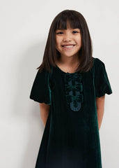 Beatrice Dark Green Velvet Swing Dress Dark Green