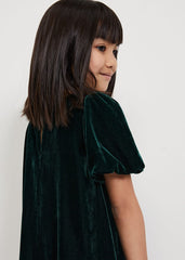 Beatrice Dark Green Velvet Swing Dress Dark Green
