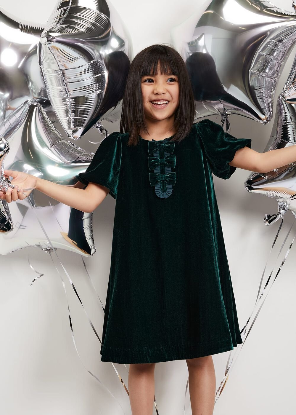Beatrice Dark Green Velvet Swing Dress Dark Green
