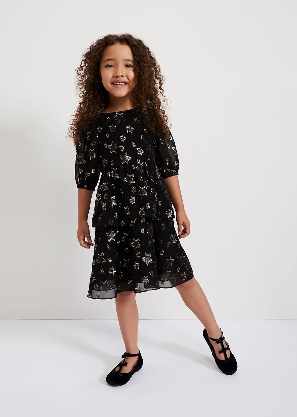 Nala Black Sparkly Smock Dress Black
