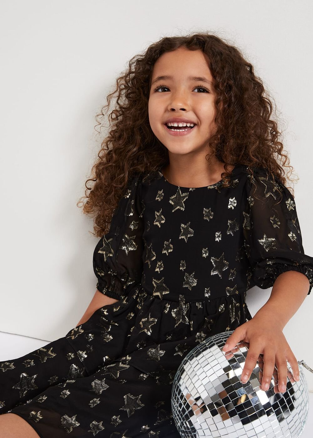 Nala Black Sparkly Smock Dress Black