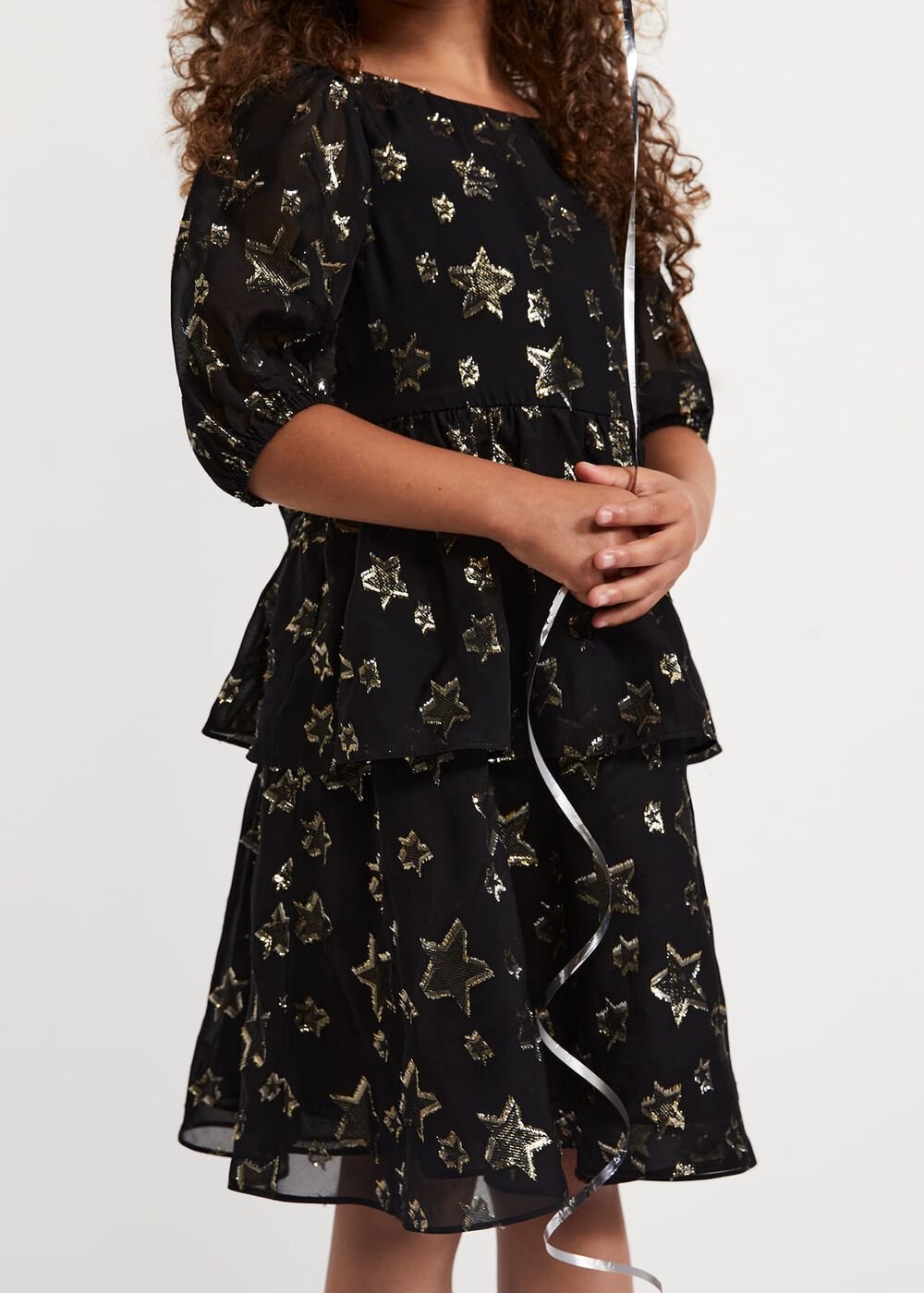 Nala Black Sparkly Smock Dress Black