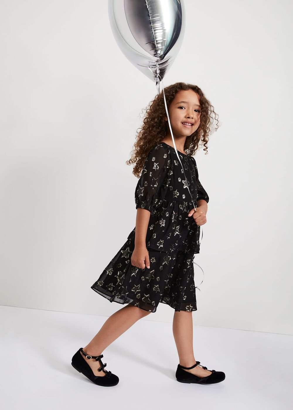 Nala Black Sparkly Smock Dress Black