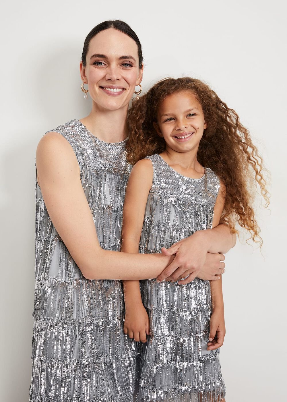 Lulu Fringe Sequin Dress Silver