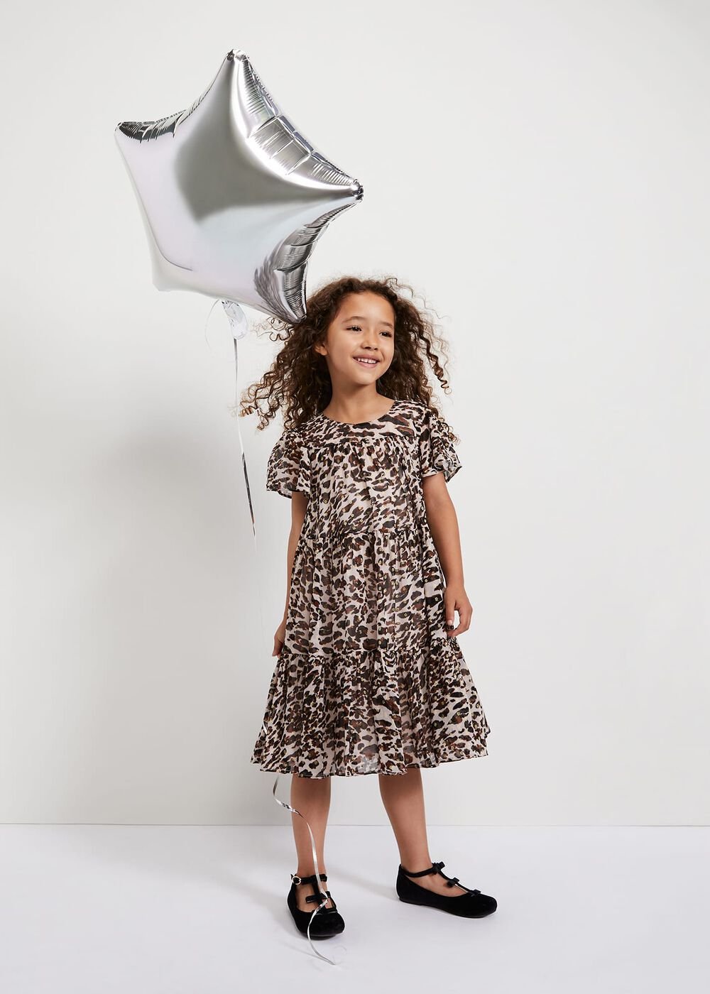 Eve Leopard Shimmer Swing Dress Multi-Coloured