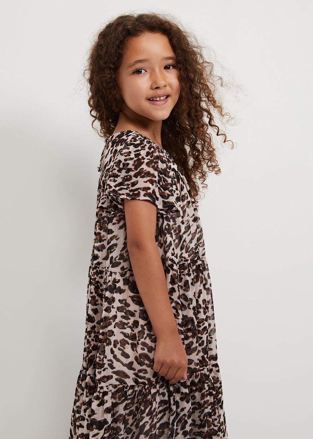 Eve Leopard Shimmer Swing Dress Multi-Coloured