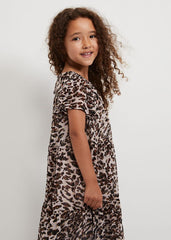 Eve Leopard Shimmer Swing Dress Multi-Coloured
