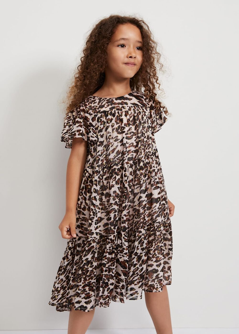 Eve Leopard Shimmer Swing Dress Multi-Coloured