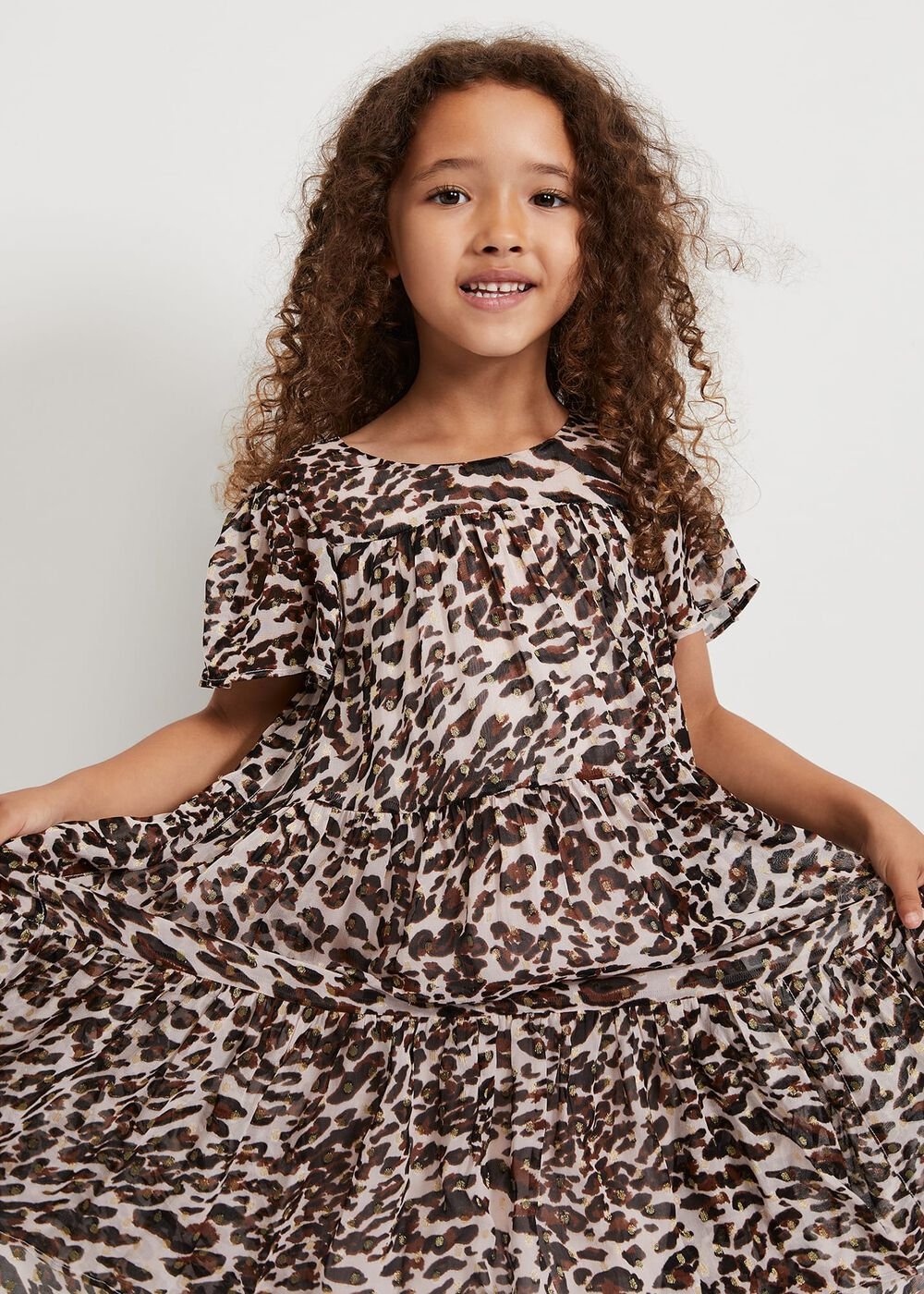 Eve Leopard Shimmer Swing Dress Multi-Coloured