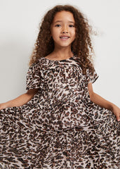Eve Leopard Shimmer Swing Dress Multi-Coloured