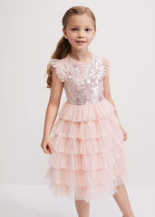 Bobbi Pale Pink Beaded Tulle Dress Pale Pink