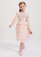 Bobbi Pale Pink Beaded Tulle Dress Pale Pink