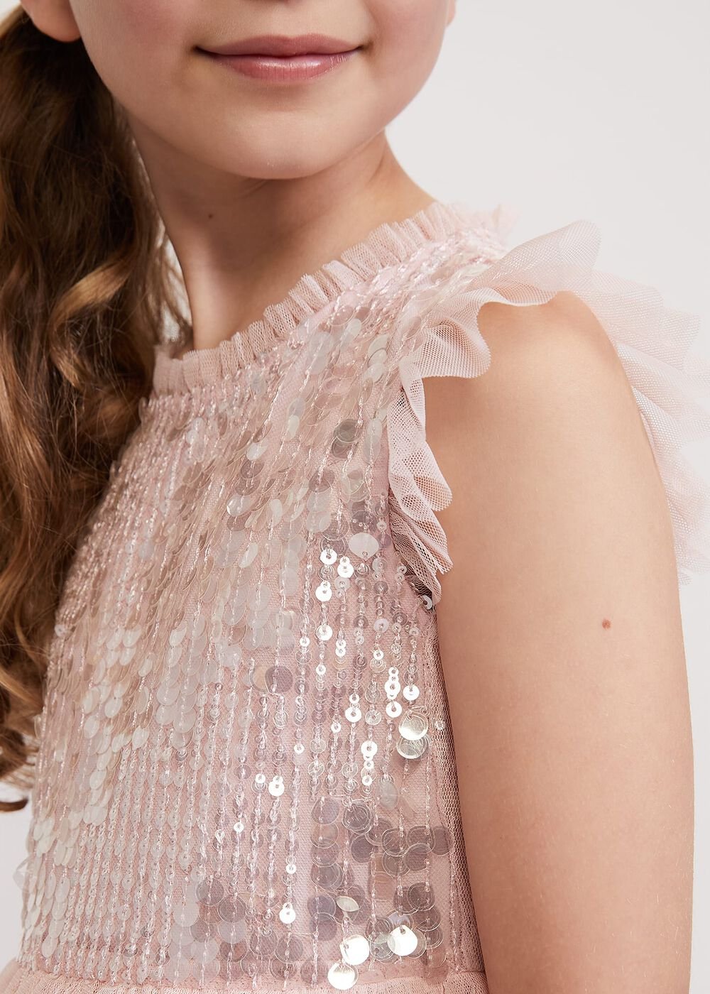 Bobbi Pale Pink Beaded Tulle Dress Pale Pink