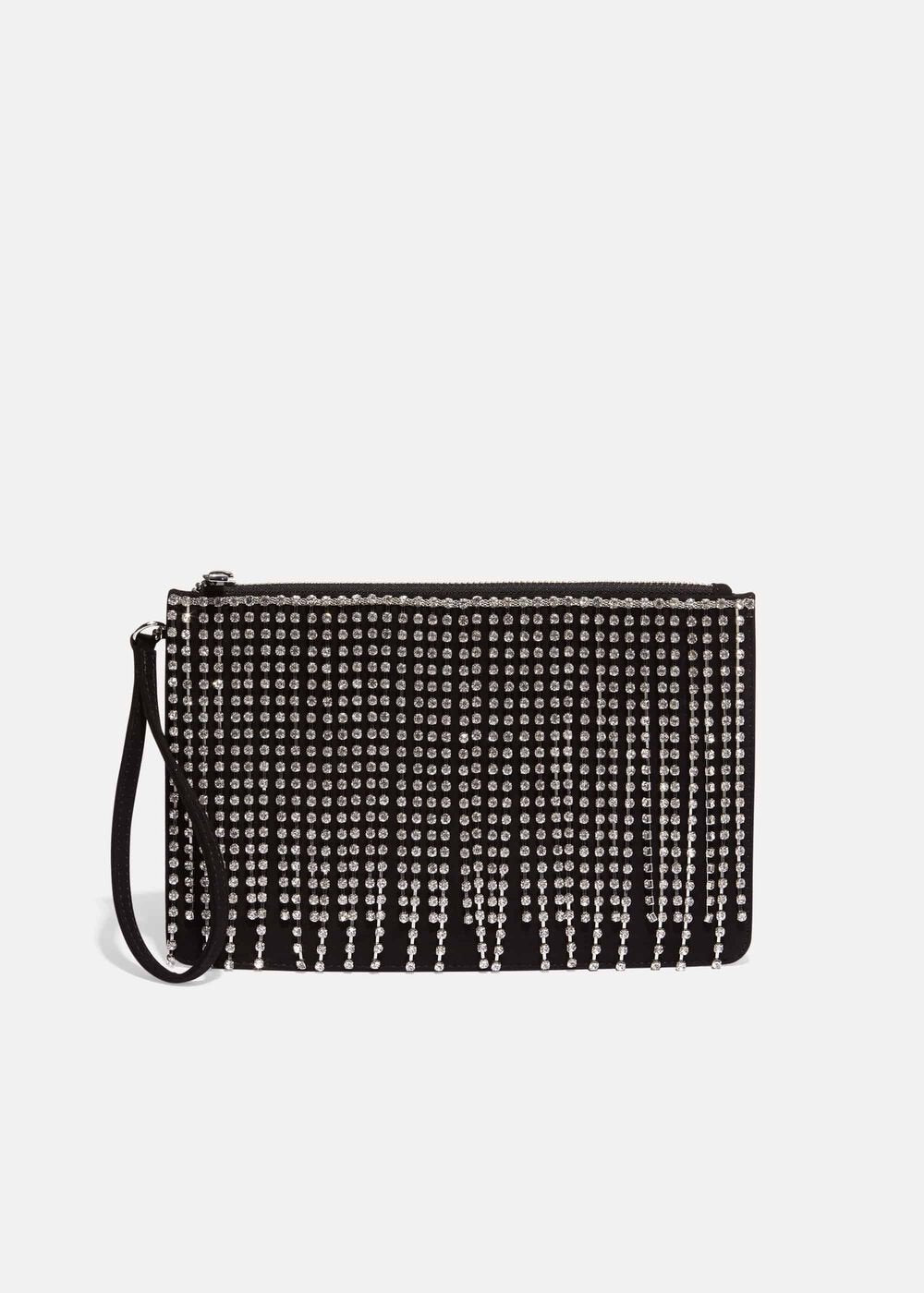 Shae Sparkle Tassel Clutch Bag Black