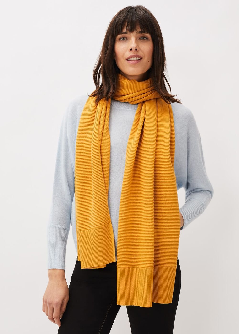 Lorell Ribbed Texture Scarf Mustard