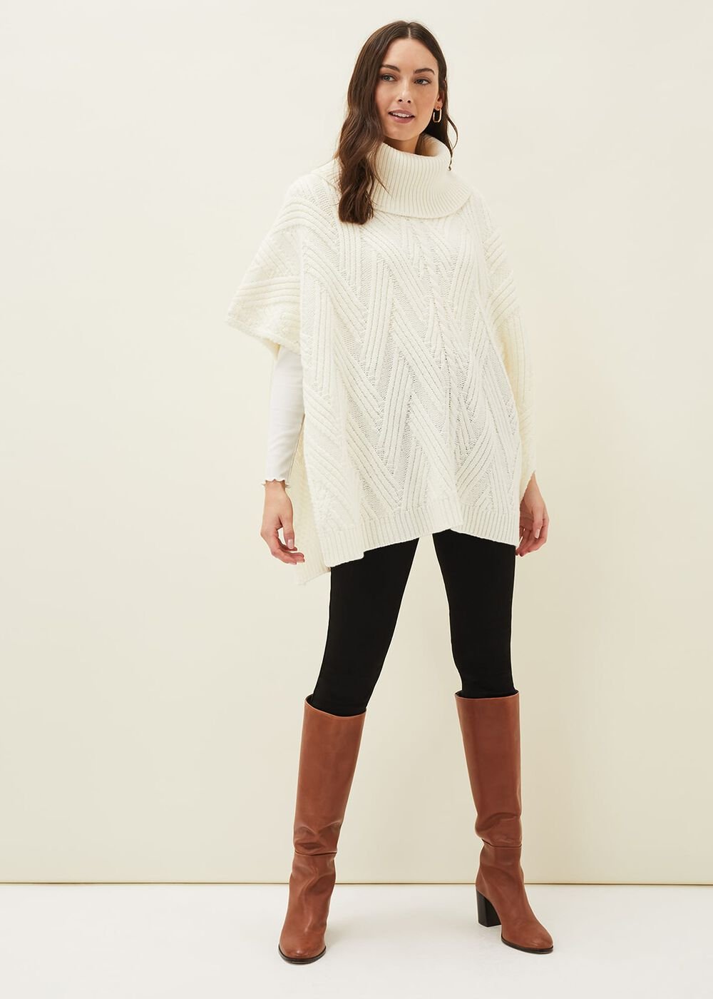 Melly Cable Knit Cape Winter White