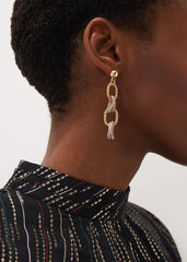 Mixed Link Earrings Silver/Rose Gold