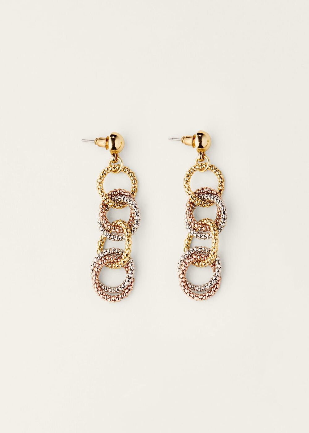 Mixed Link Earrings Silver/Rose Gold