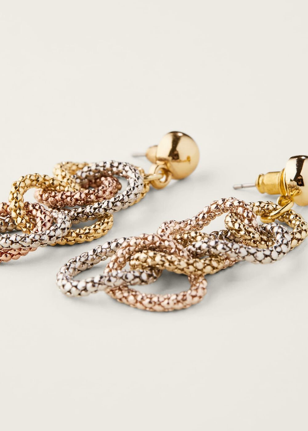 Mixed Link Earrings Silver/Rose Gold