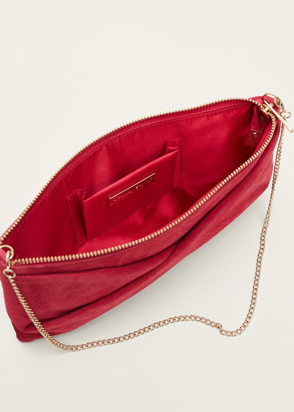 Red Suede Clutch Bag Lipstick