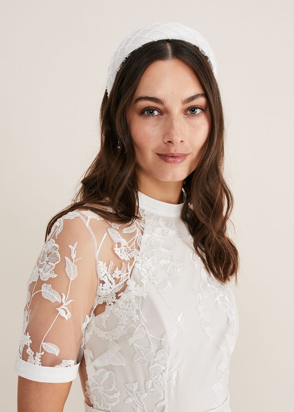 Ivory Beaded Headband Ivory