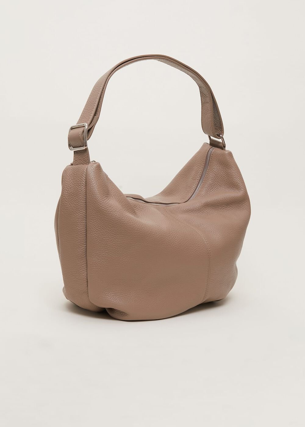 Leather Shopper Bag Putty White