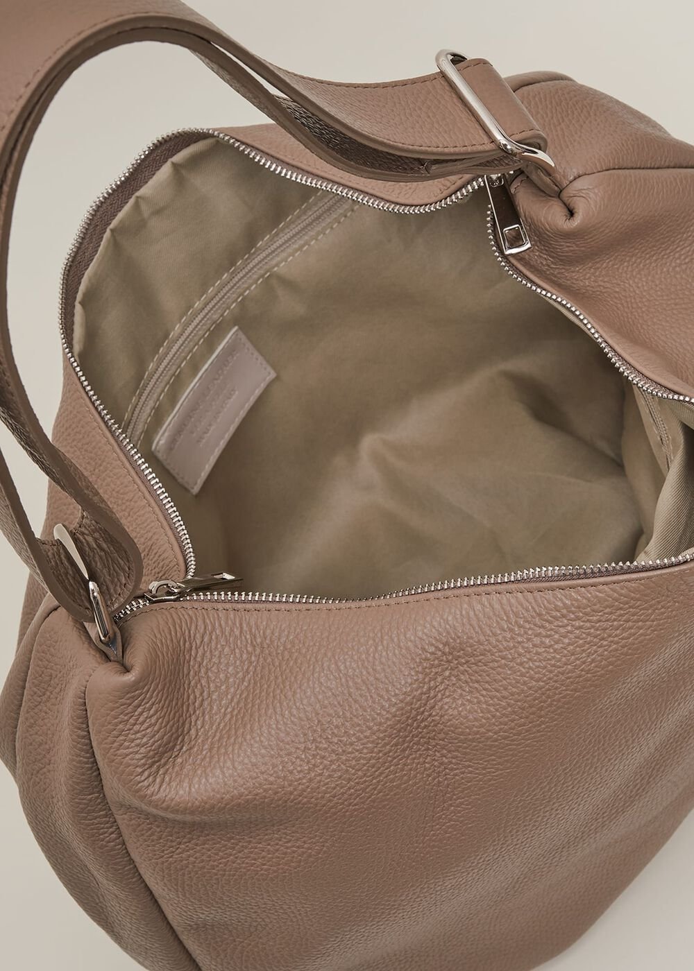 Leather Shopper Bag Putty White