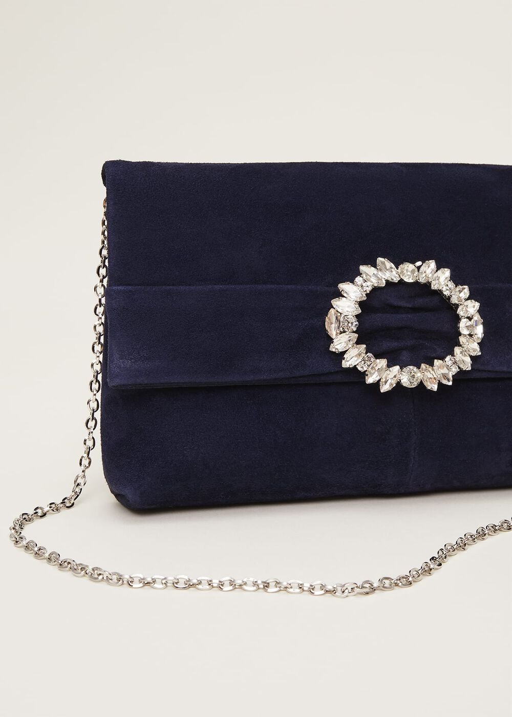 Embellished Slim Clutch Bag Navy
