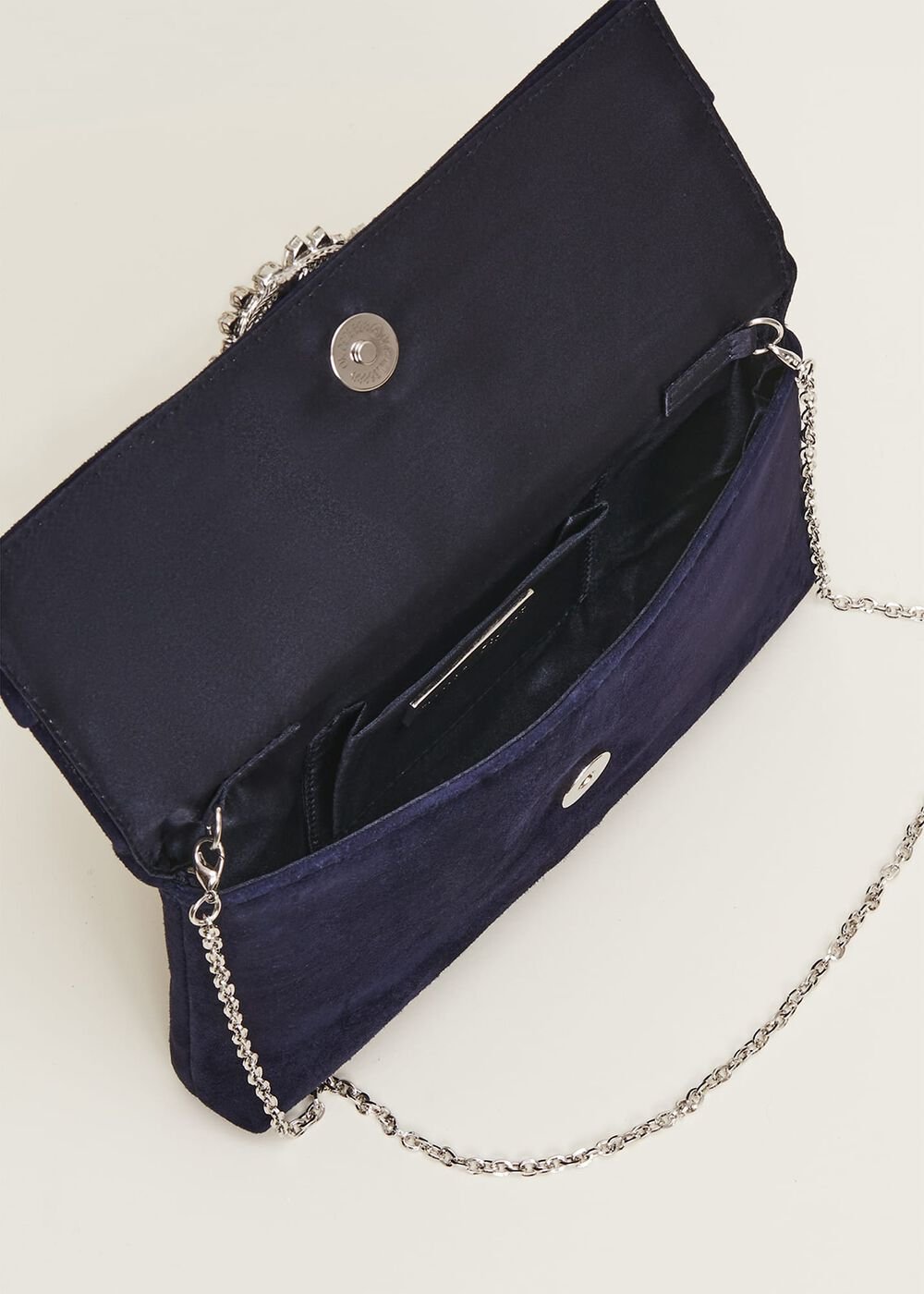 Embellished Slim Clutch Bag Navy