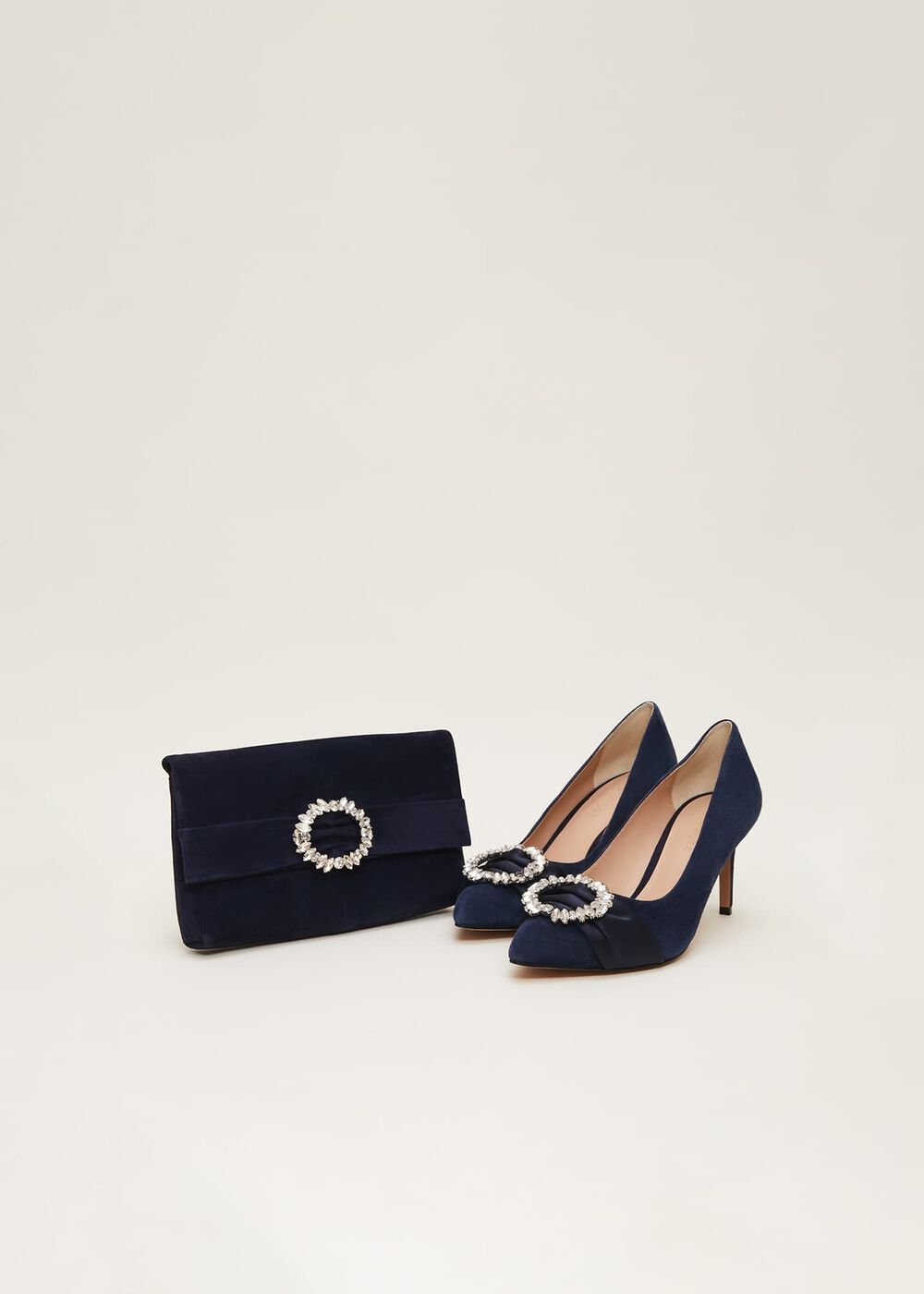Embellished Slim Clutch Bag Navy