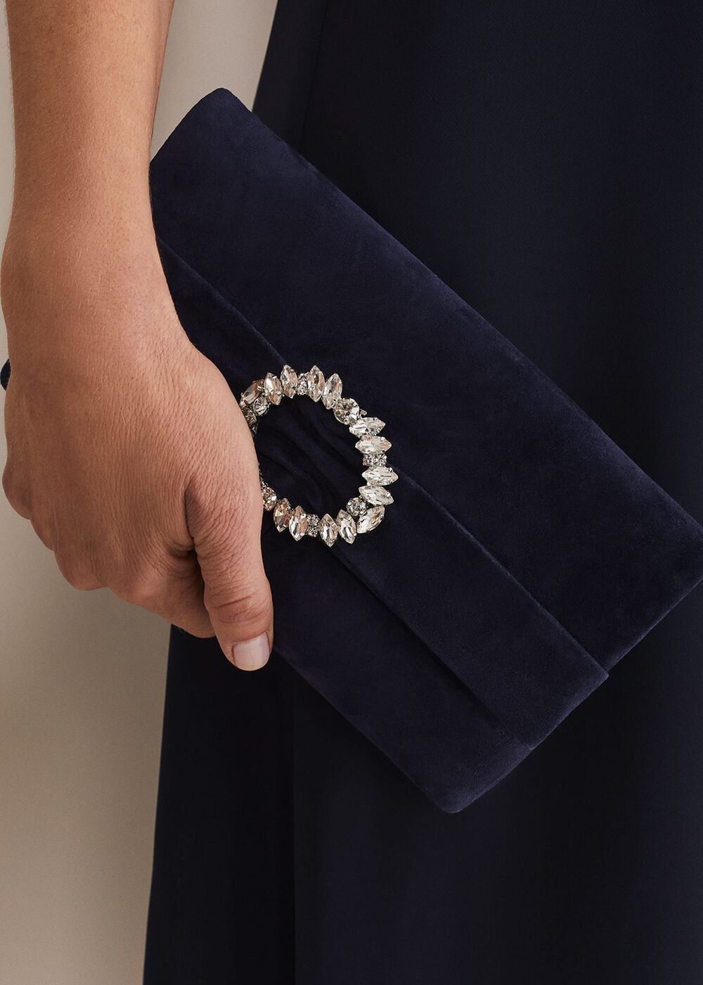 Embellished Slim Clutch Bag Navy