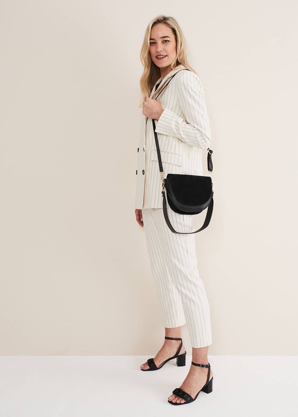 Suede Cross Body Bag Black