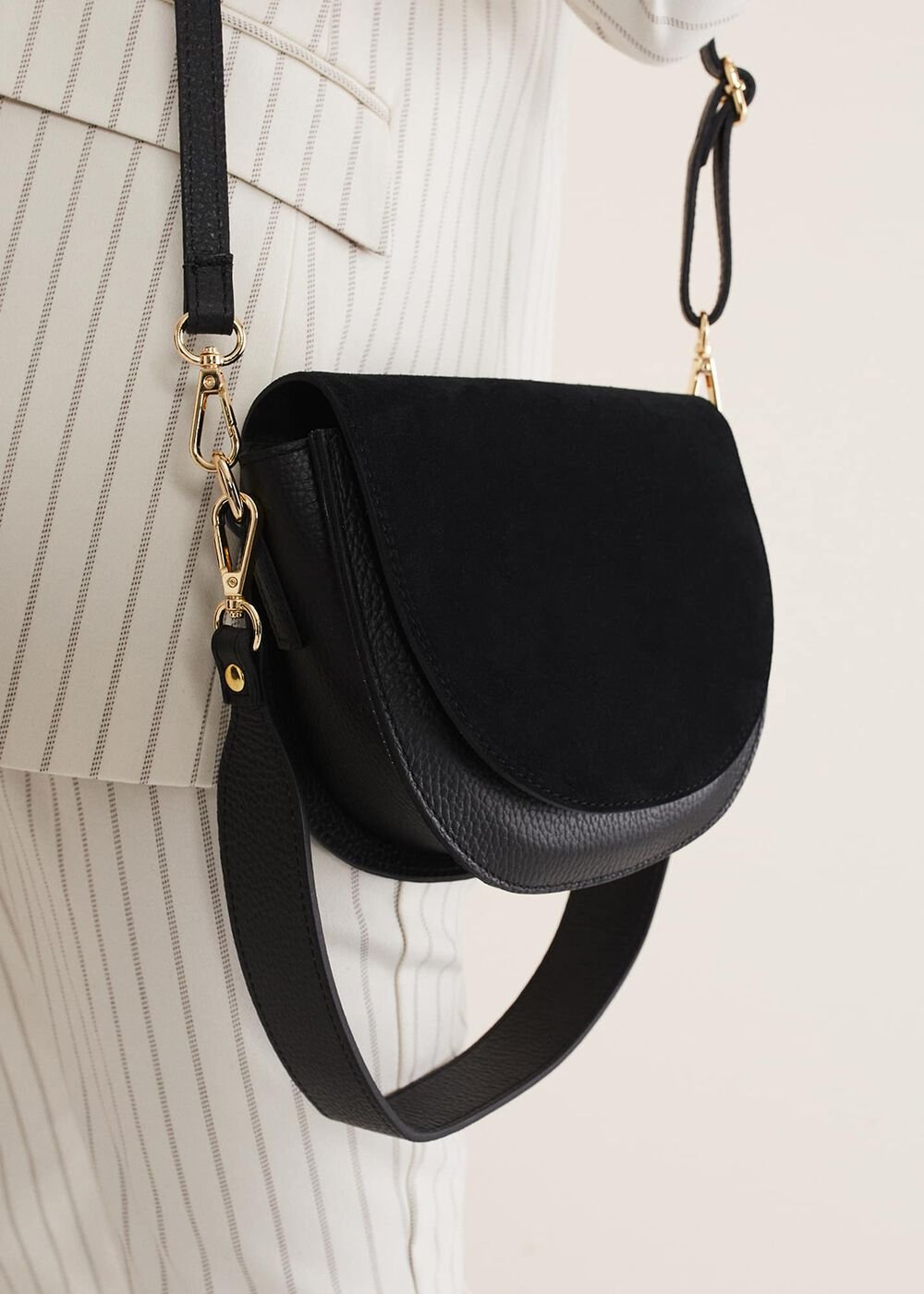 Suede Cross Body Bag Black