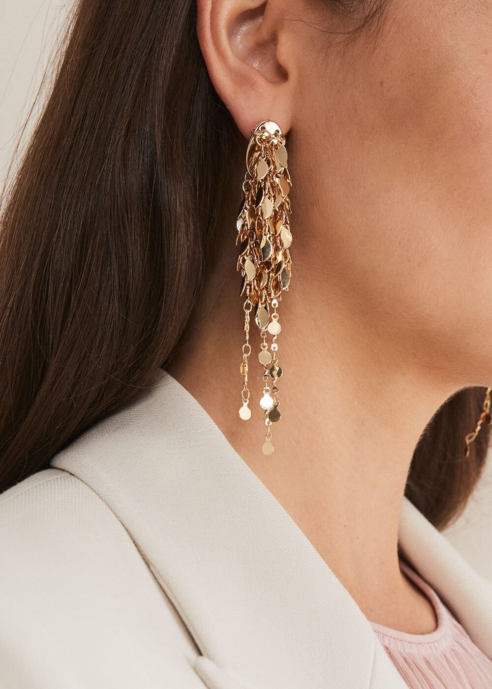 Cluster Leaf Drop Earring Gold