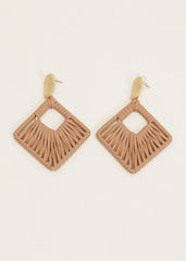 Woven Square Drop Earrings Putty