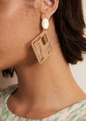 Woven Square Drop Earrings Putty