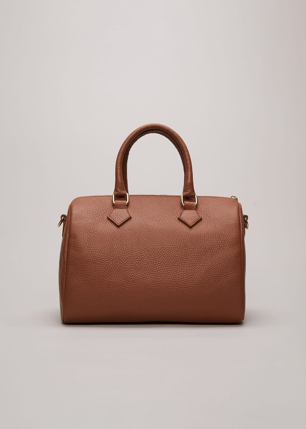 Brown Leather Bowling Bag Camel