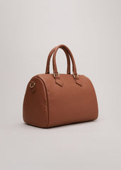 Brown Leather Bowling Bag Camel