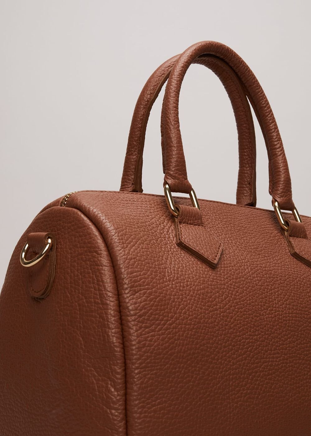 Brown Leather Bowling Bag Camel