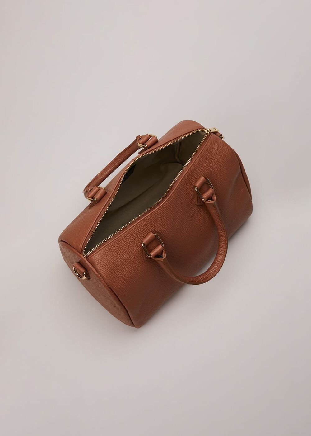 Brown Leather Bowling Bag Camel