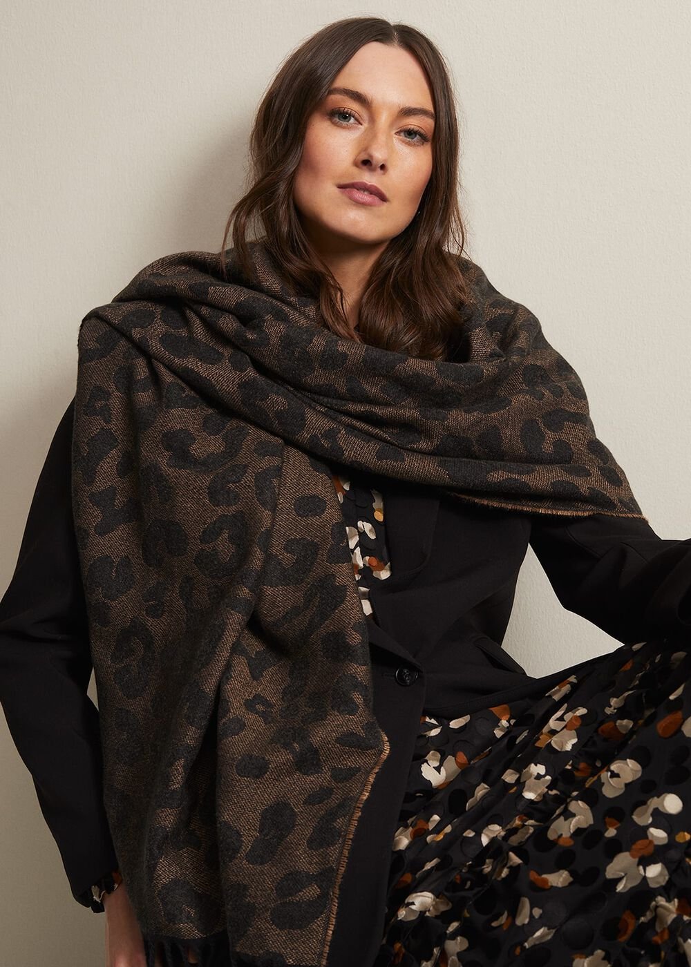 Leopard Scarf Black Multi