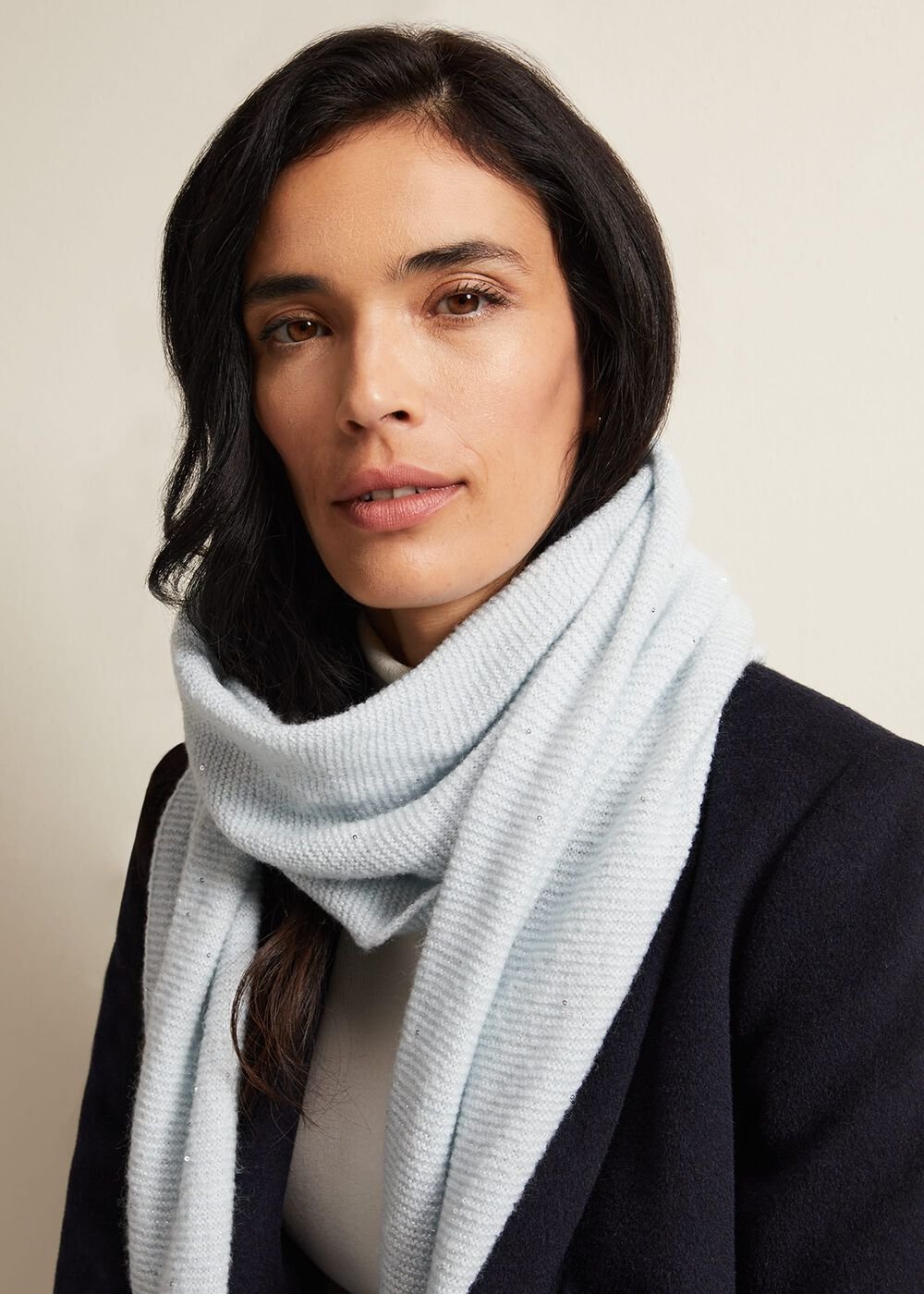 Sequin Scarf Blue
