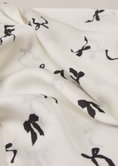 Bow Print Skinny Scarf Black/Ivory