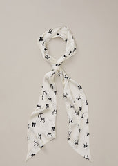 Bow Print Skinny Scarf Black/Ivory
