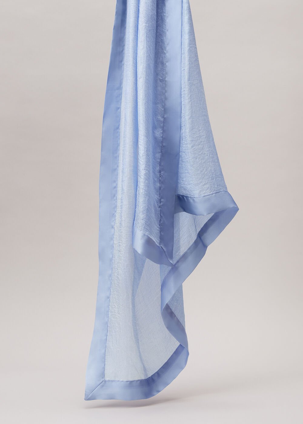 Satin Trim Scarf Pale Blue