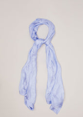 Satin Trim Scarf Pale Blue