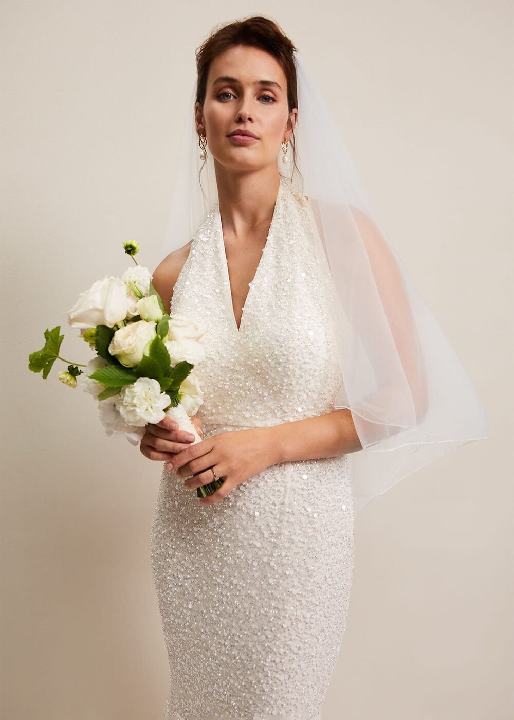 Long Double Tier Veil Ivory