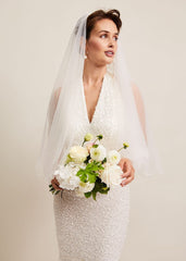 Short Double Tier Veil Ivory