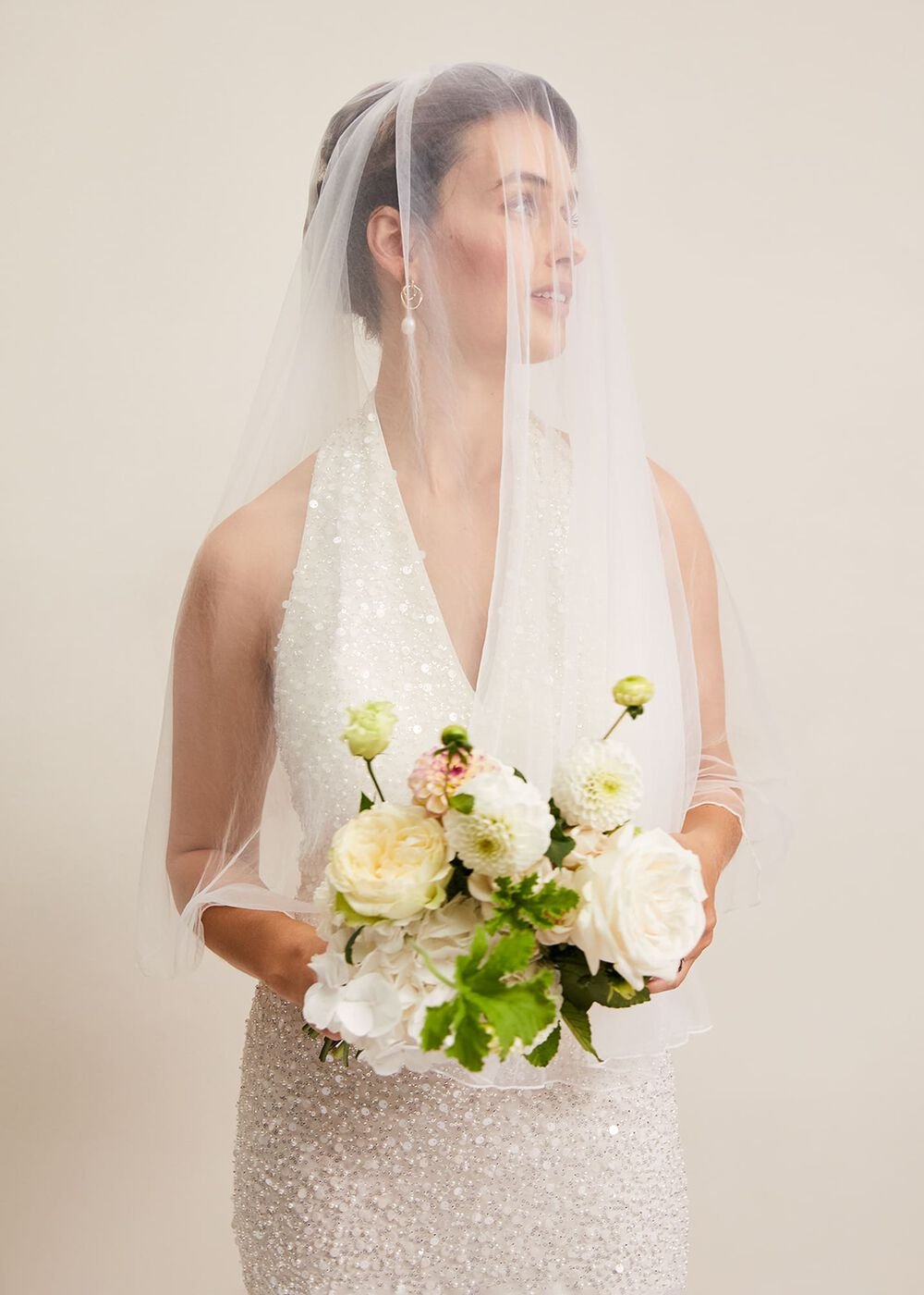 Short Double Tier Veil Ivory