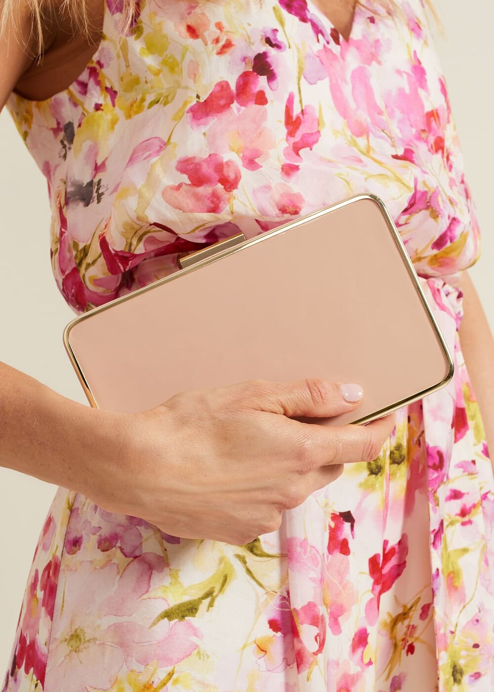 Patent Box Clutch Pale Pink
